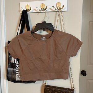 Brown Crop Athleisure Top